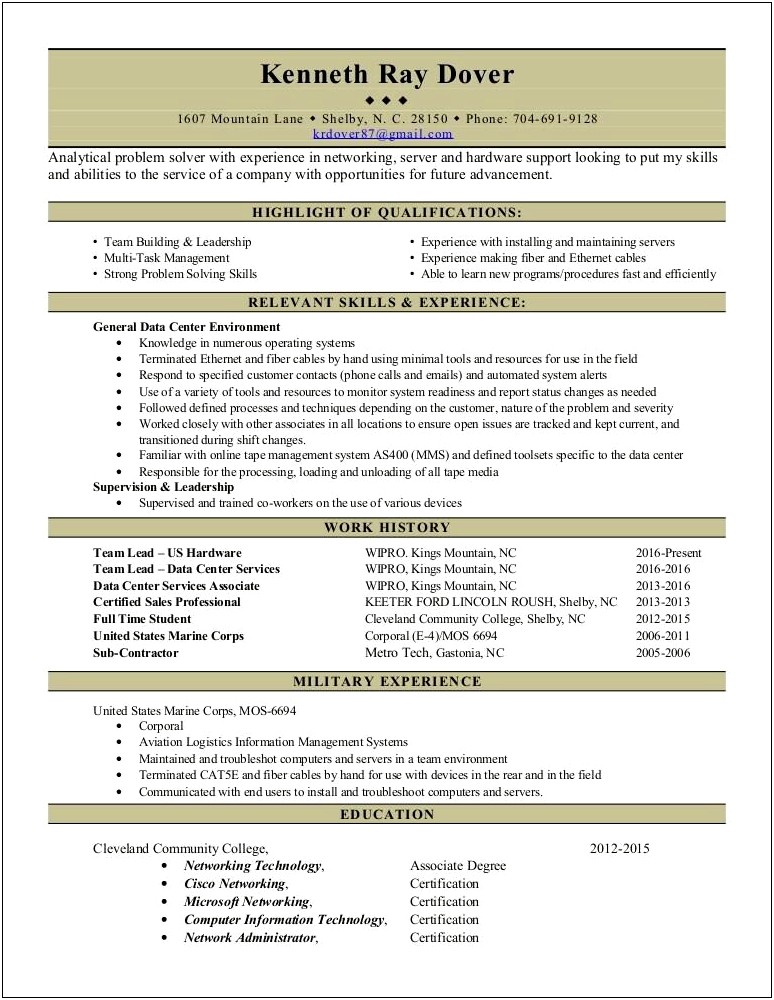 Putting Relevant Military Experience On A Resume