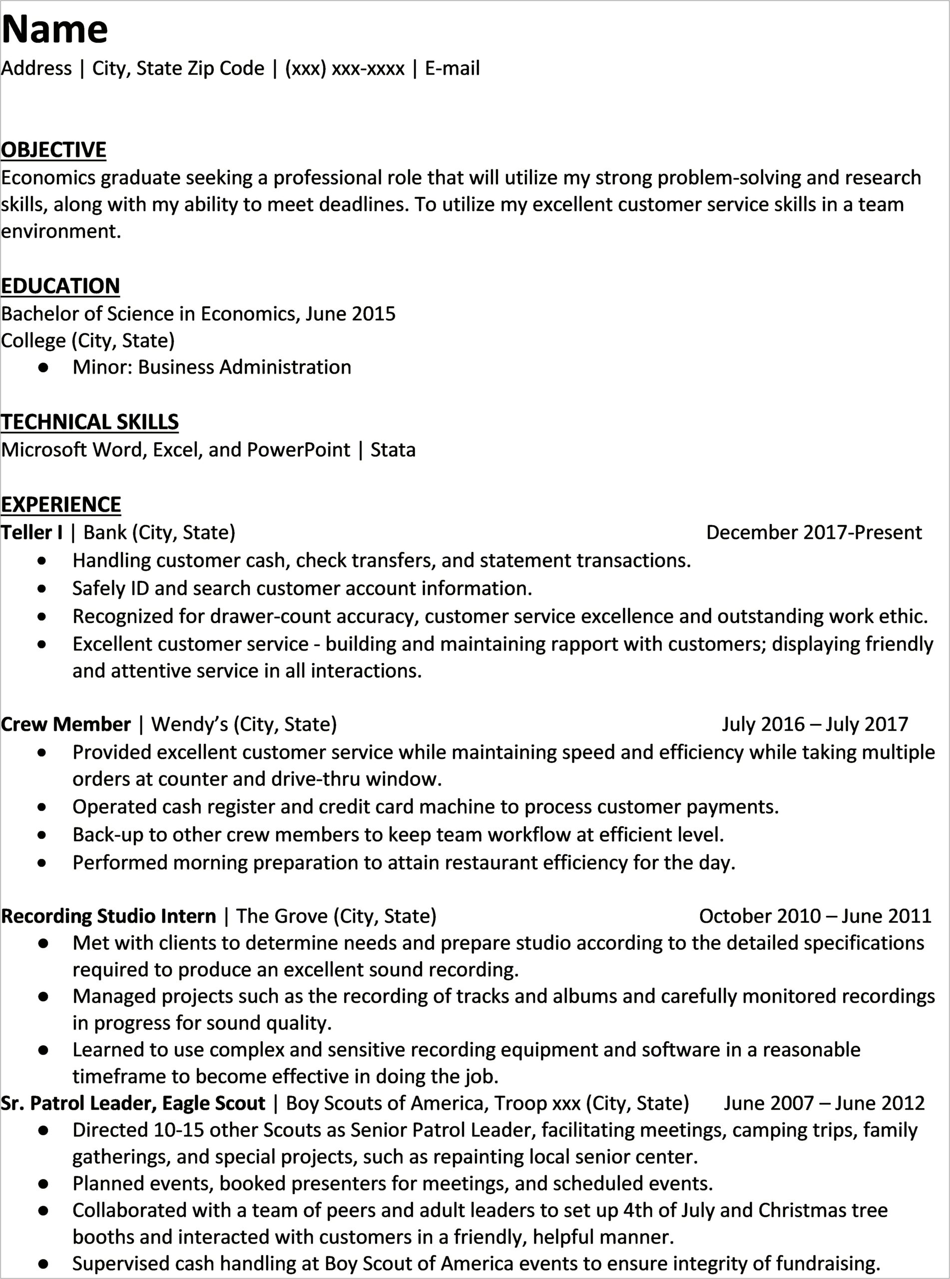 Putting Restaurant Experience On A Business Resume
