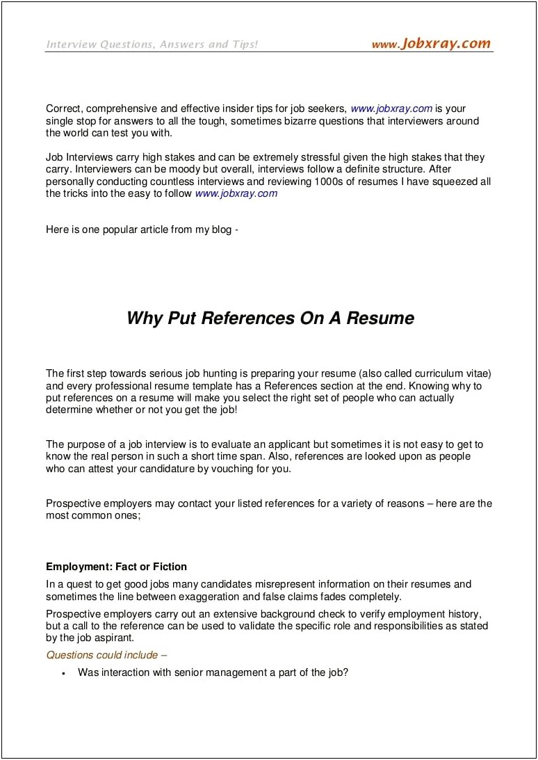 Putting Your Blog On A Resume