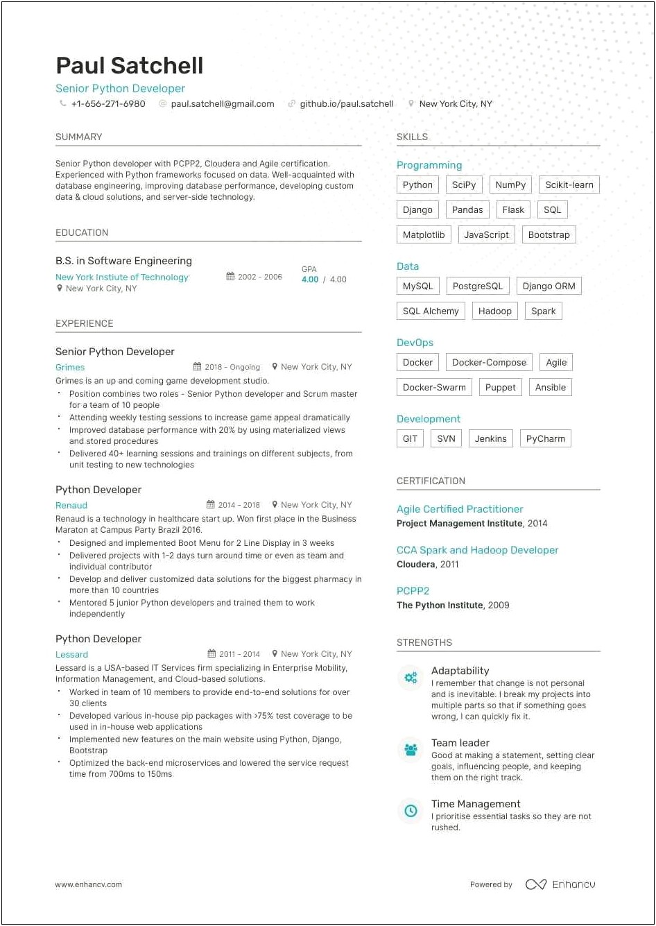 Python Developer Resume For 2 Years Experience Pdf