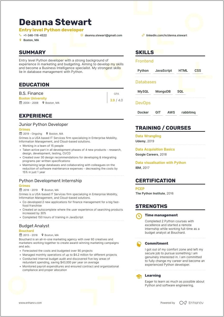 Python Software Automation Resume Samples