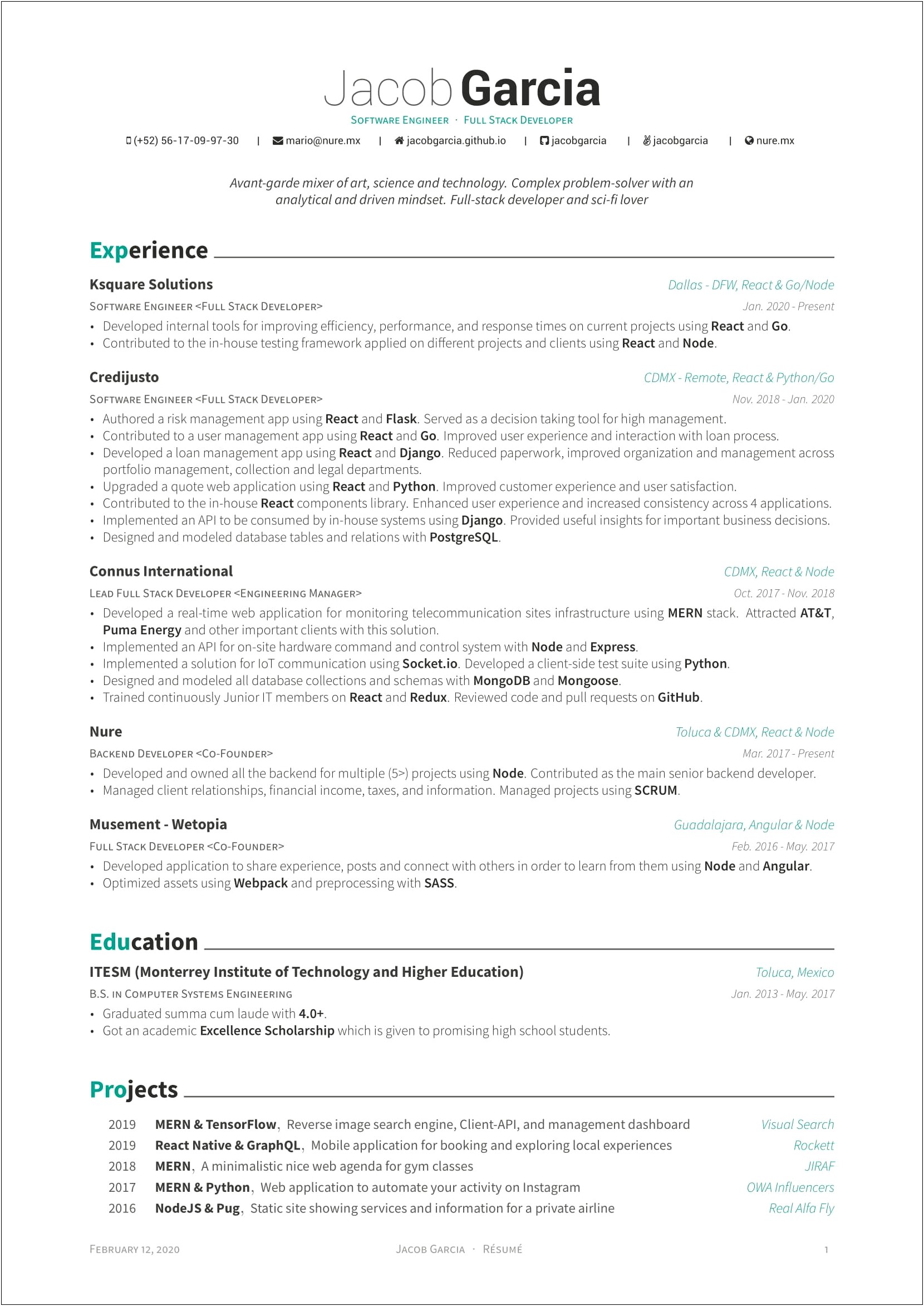 Python Web Developer Sample Resume