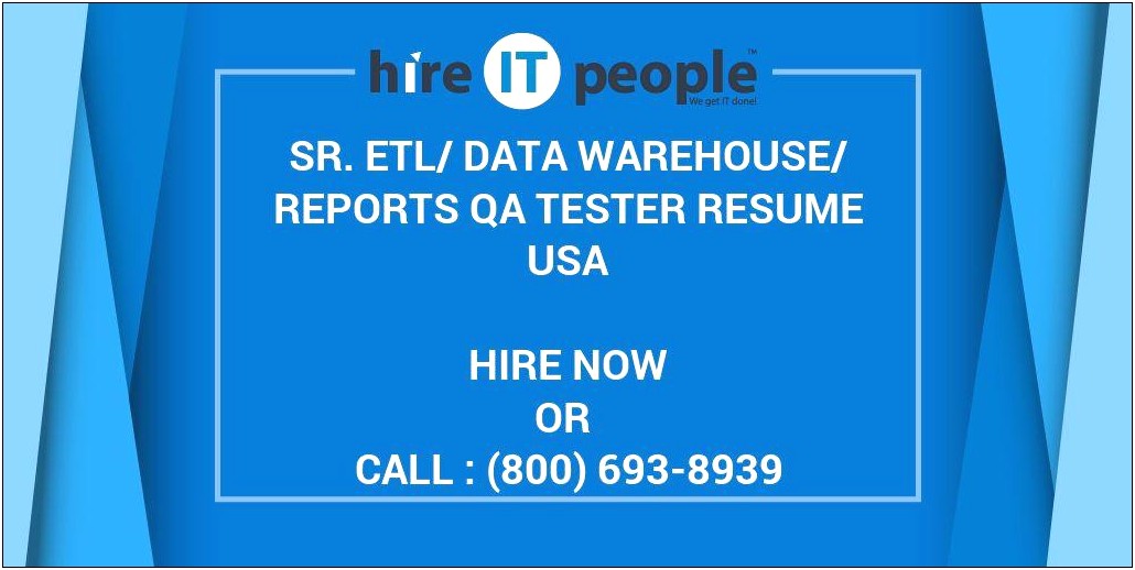 Qa Experience In Data Warehouse Resume