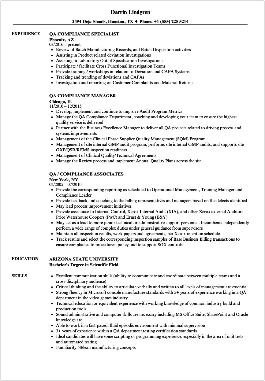 Qa Resume With 508 Compliance Experience