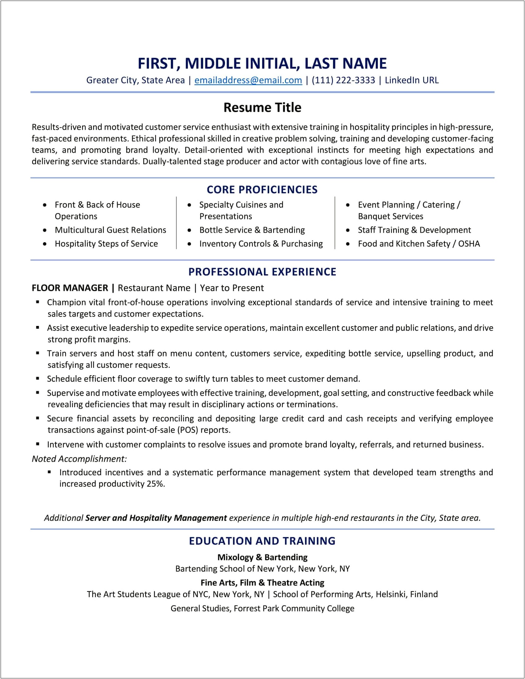 Qualifications Summary Section In Functional Resume
