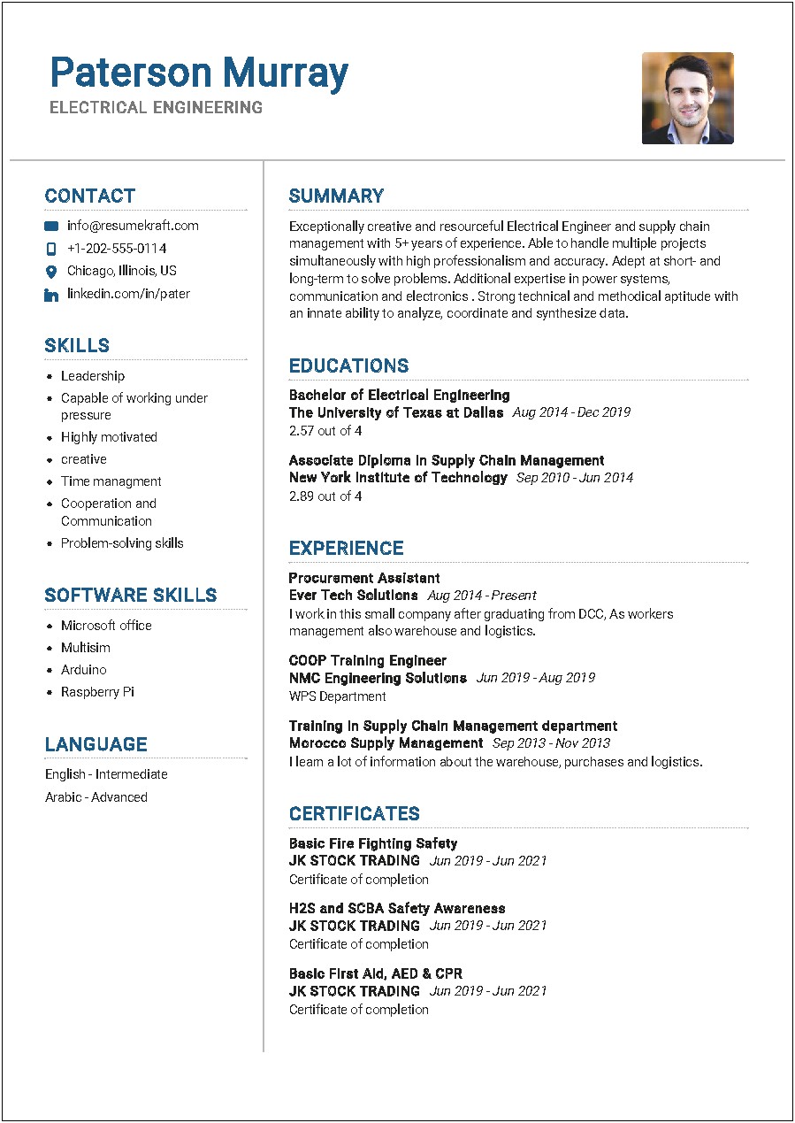 Quality Control Electral Resume Example