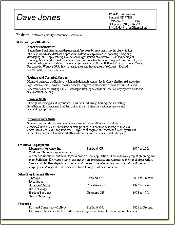 Quality Control Manager Resume Example