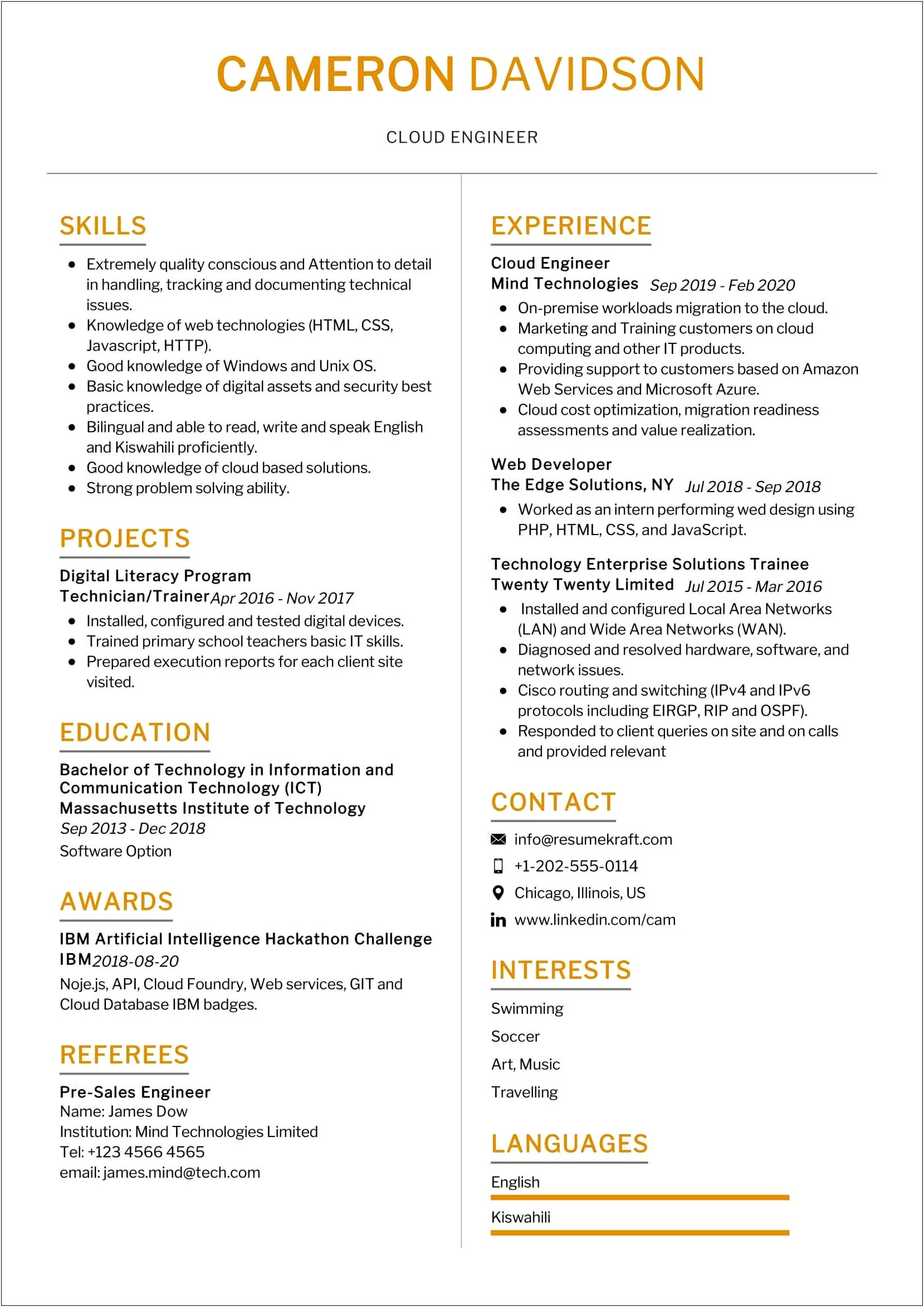 Read Example Of Well Written Resume
