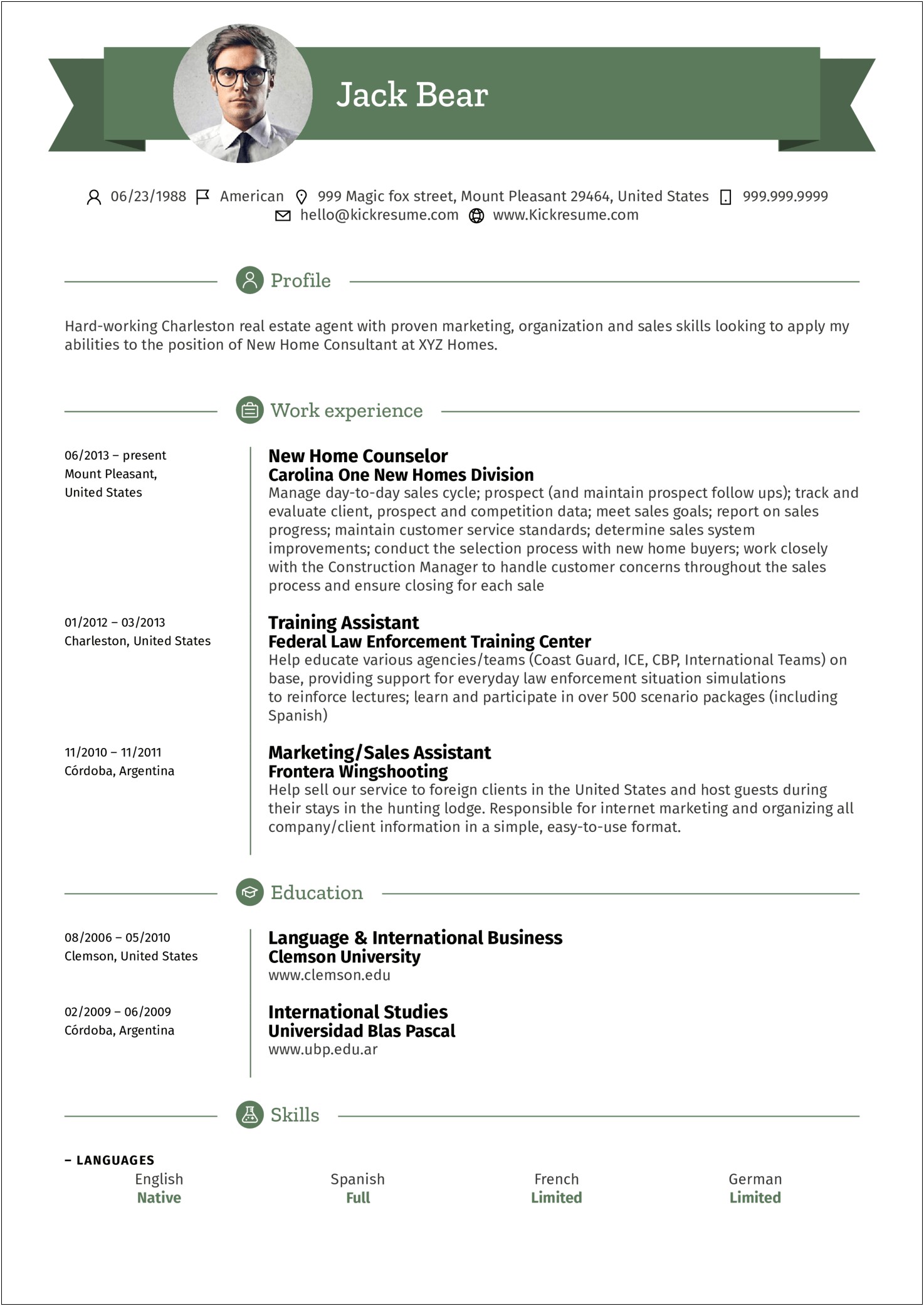 Real Estate Assistant Resume Example