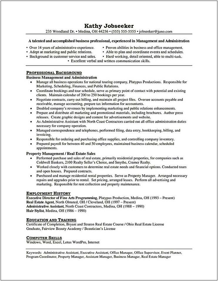 Real Estate Manager Resume Examples