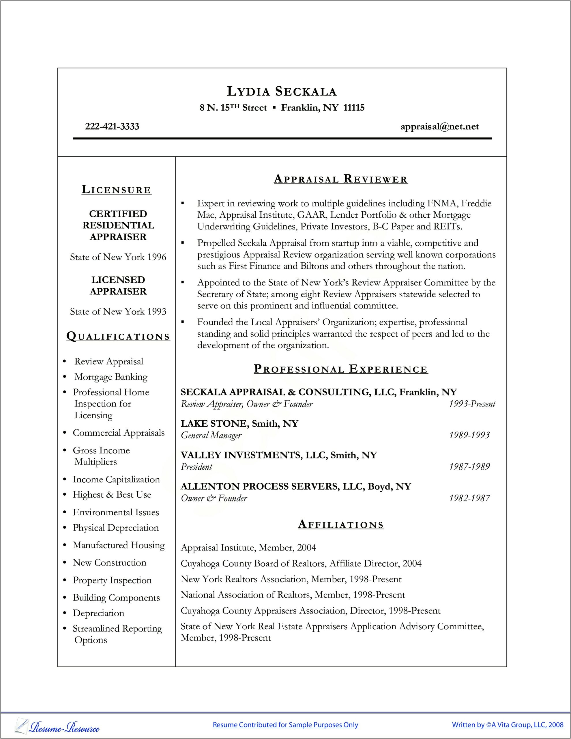 Real Estate Resume Skills Examples