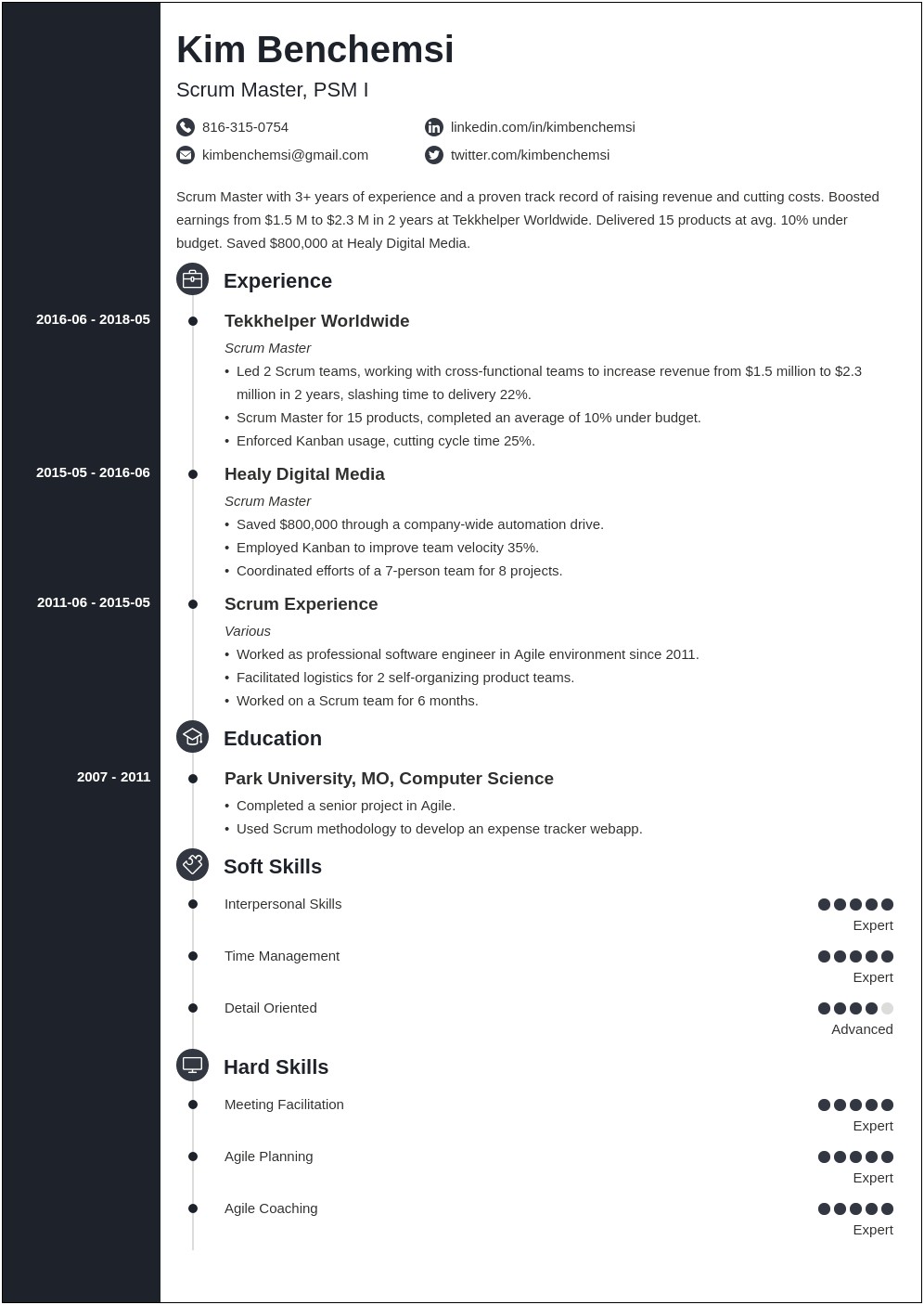 Real Resume Examples Scrum Aster
