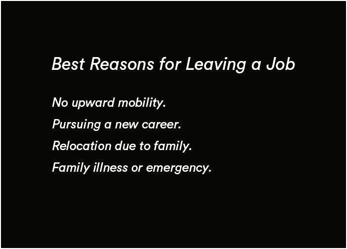Reasons To Leave Your Job Resume
