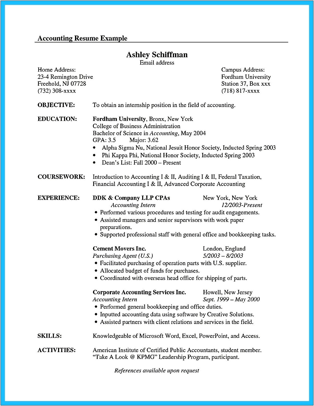 Recent Accounting Graduate Resume Objective