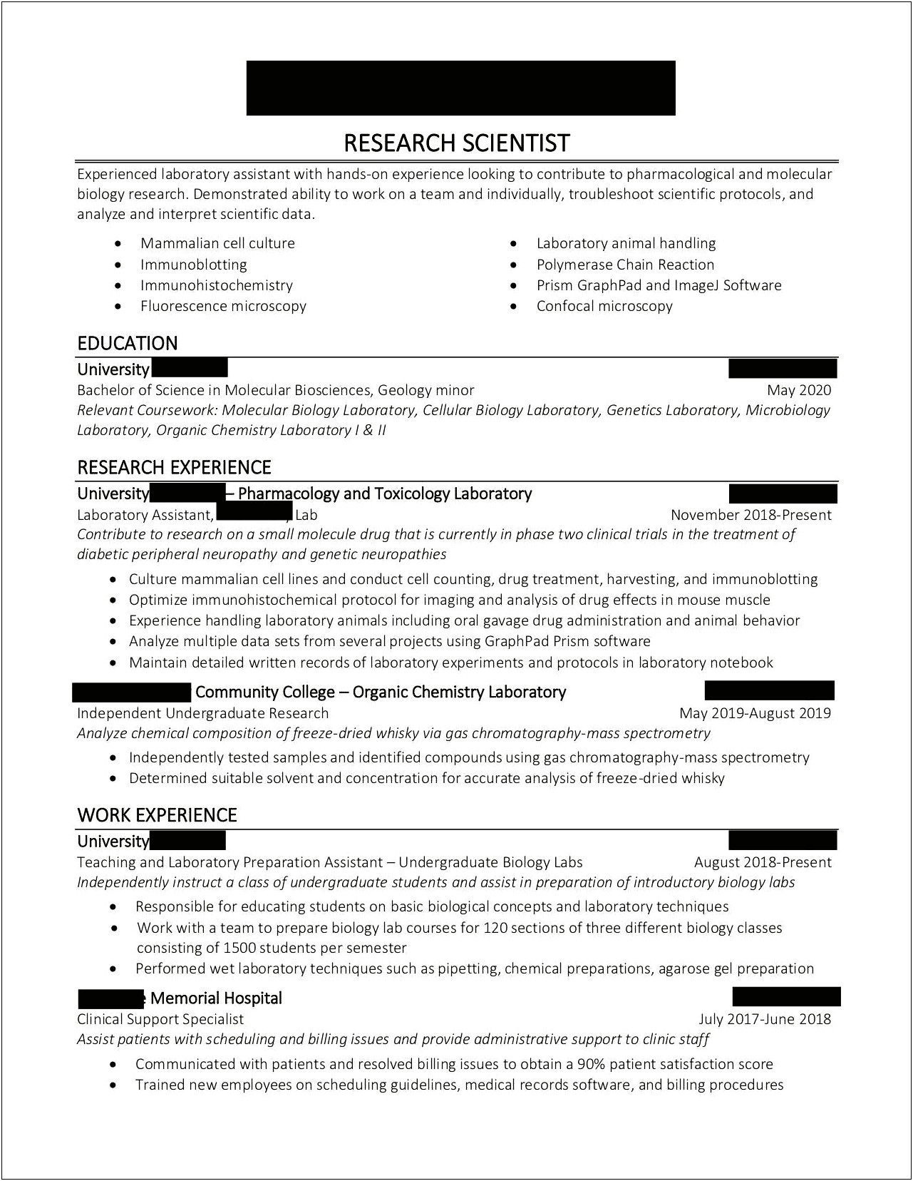 Recent Graduate Work On Your Resume