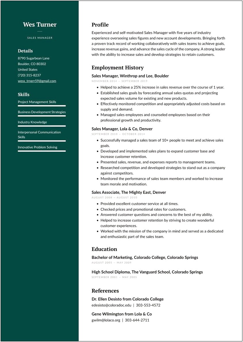 Recruiter Seo Words Business Manager Resume
