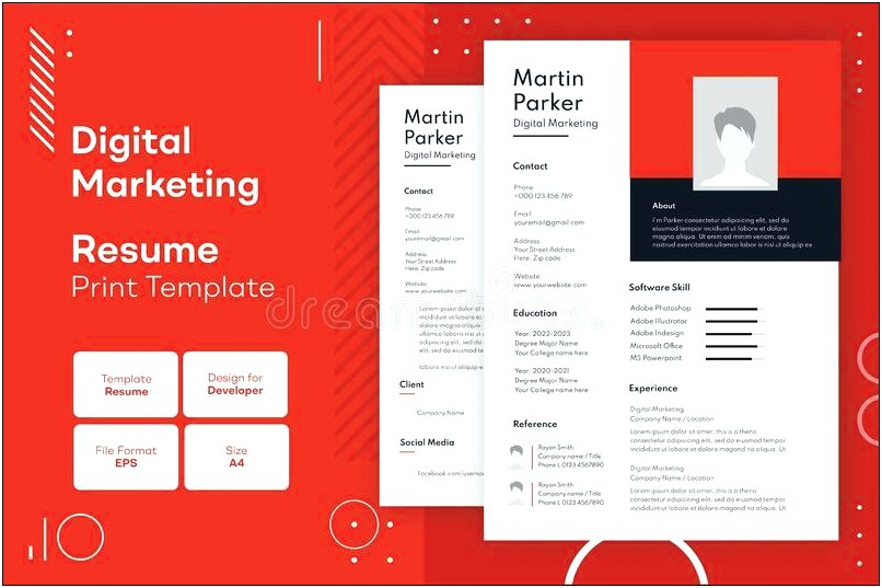 Red Microsoft Resume Template With Circle