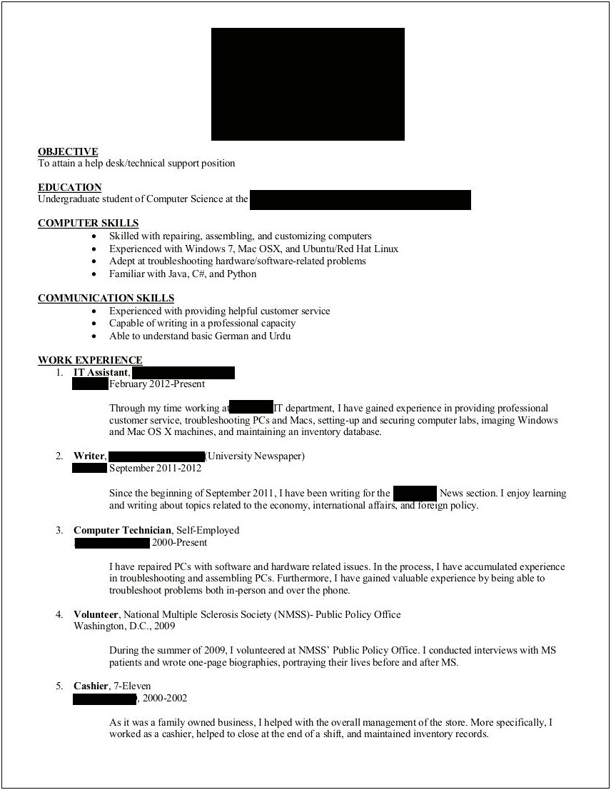 Reddit Objective On Resume Recent Graduate
