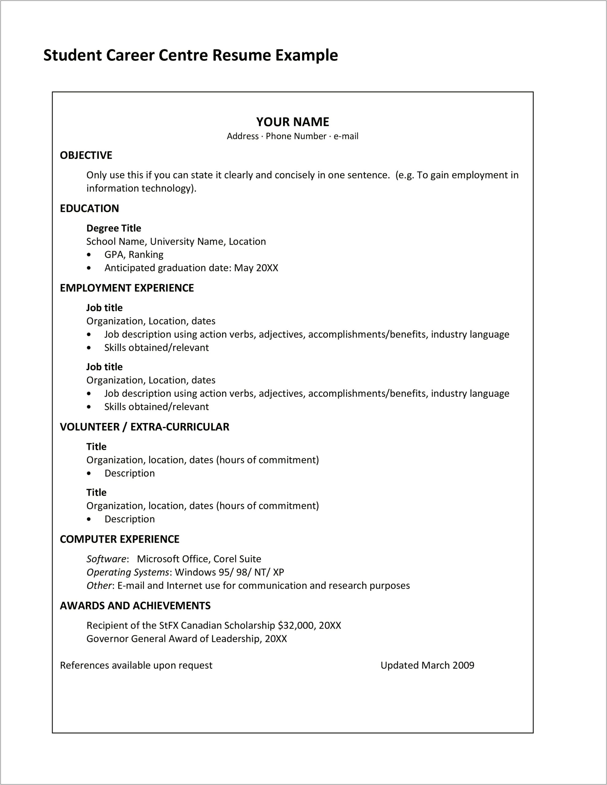 Reference Upon Request Resume Example