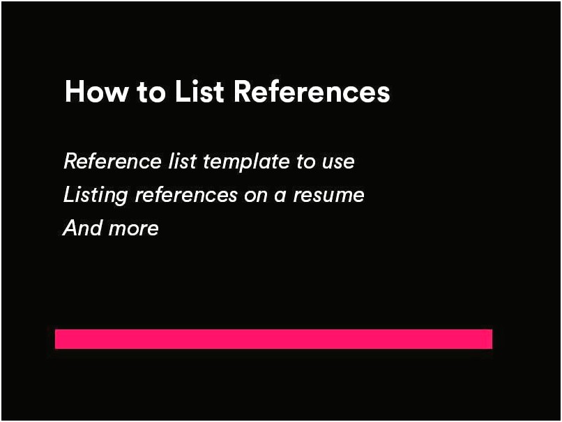 References List For Resume Sample