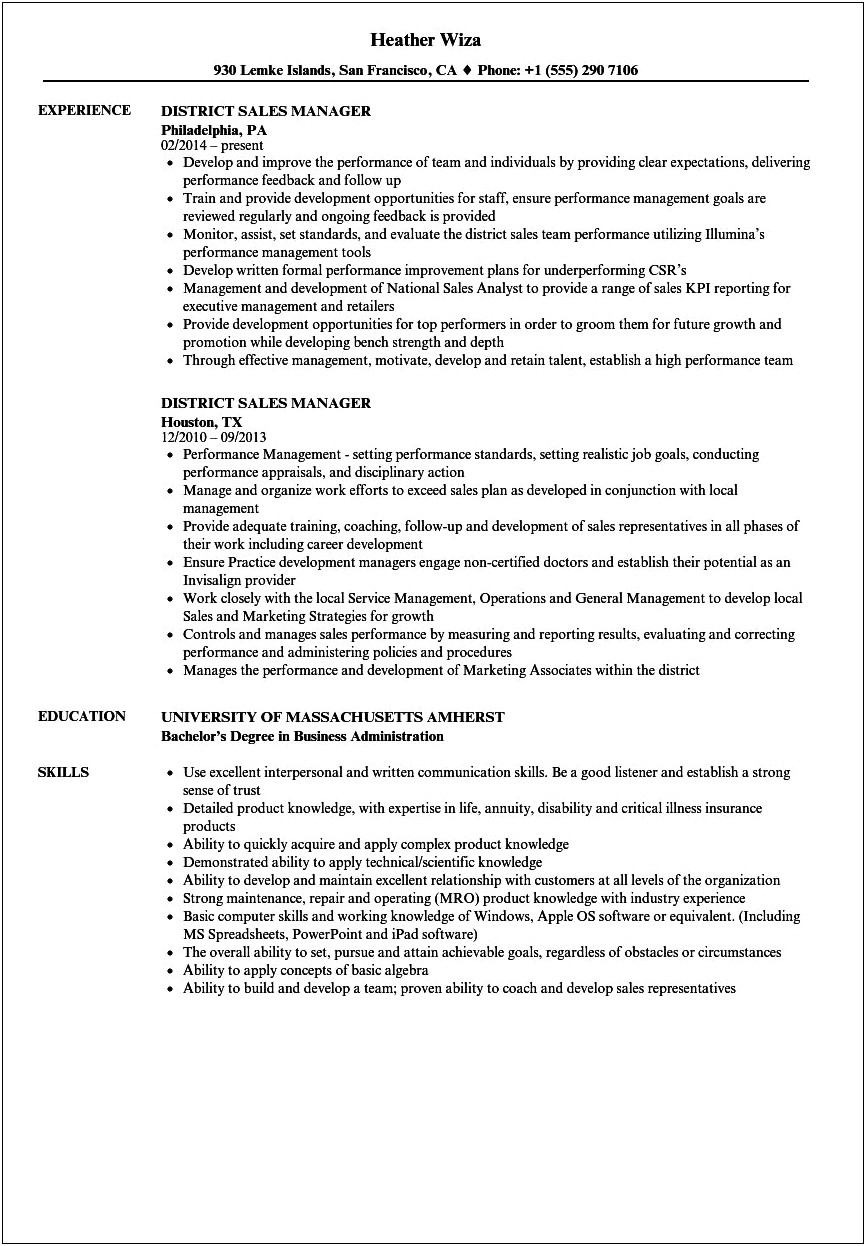 Regional Sales Manager Resume For Fmcg