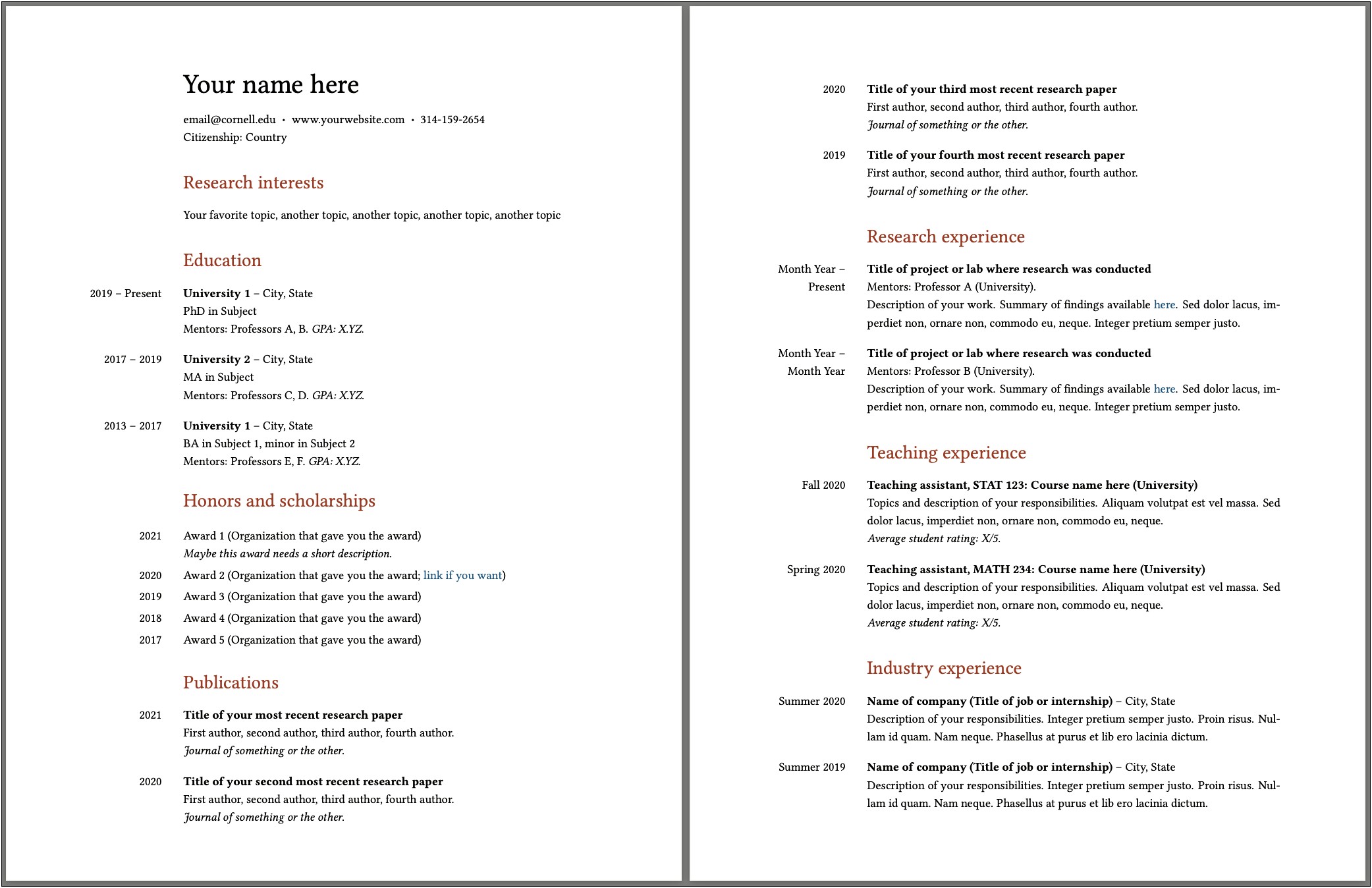 Related Coursework Resume Latex Example