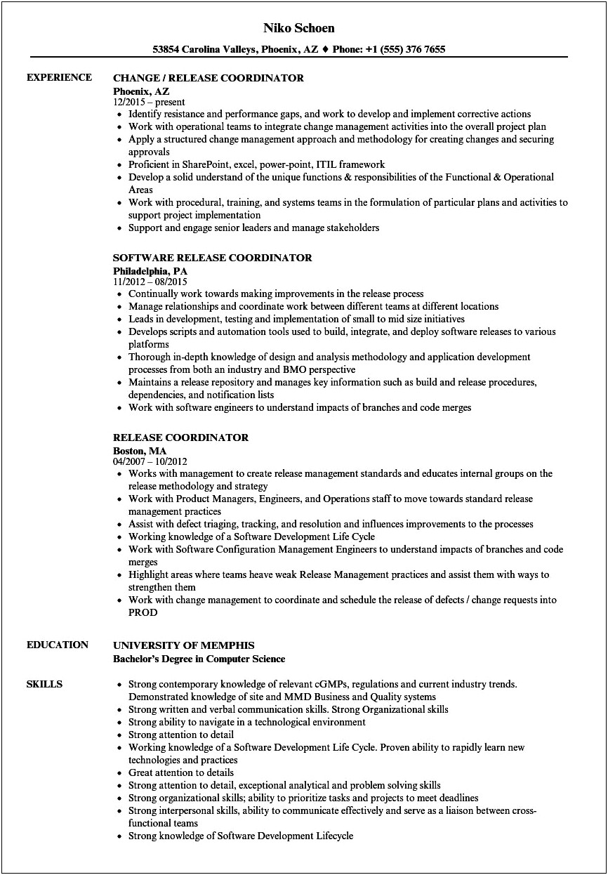 Release Of Information Job Description For Resume