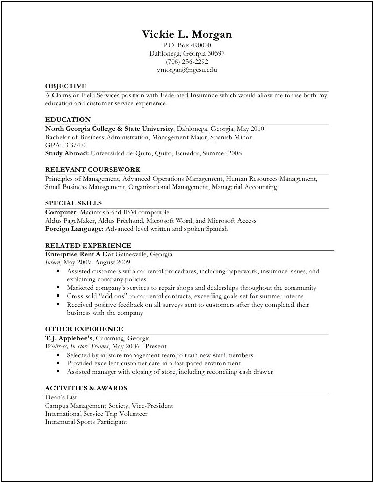 Relevant And Additional Experience On Resume