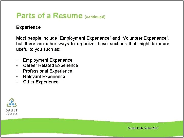 Relevant Experience And Other Expeirence On Resume