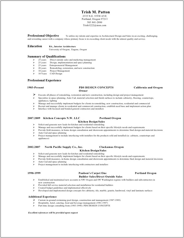Remodeling Job Description For Resume