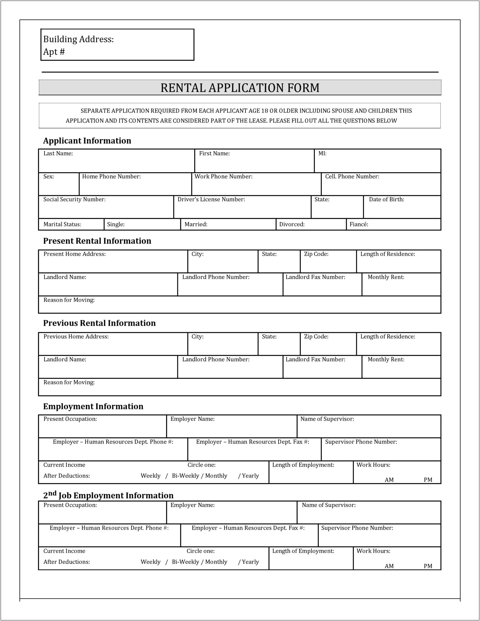 Rental Application Nyc Job Resume