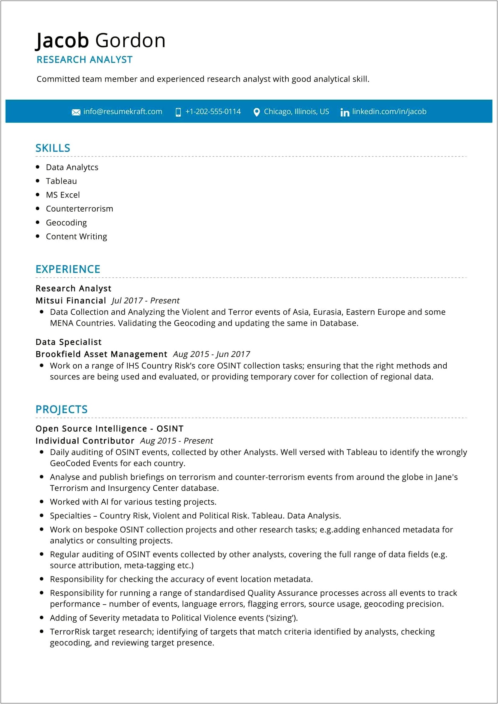 Research And Analysis Skills Resume