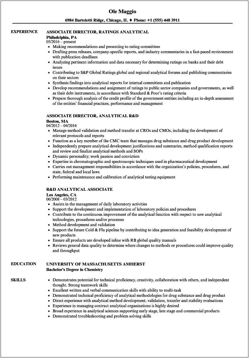Research And Analytical Skills On Resume