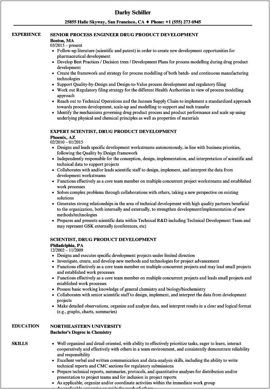 Research And Development Resume Examples