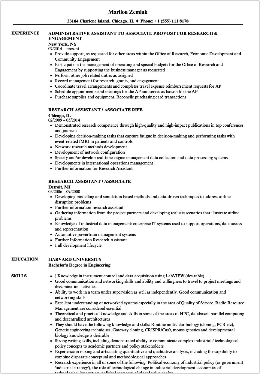 Research Assistant Resume Objective Examples