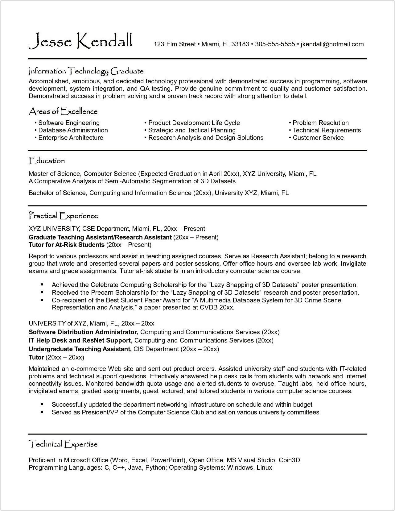 Research Resume Example College Student