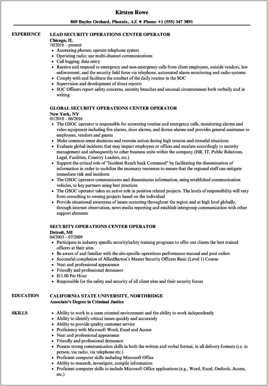 Resident Monitor Job Resume Description