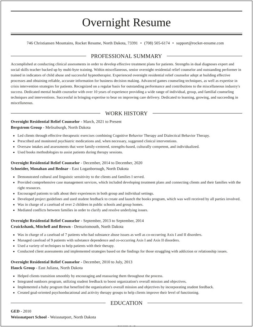 Residential Counselor Job Description Resume