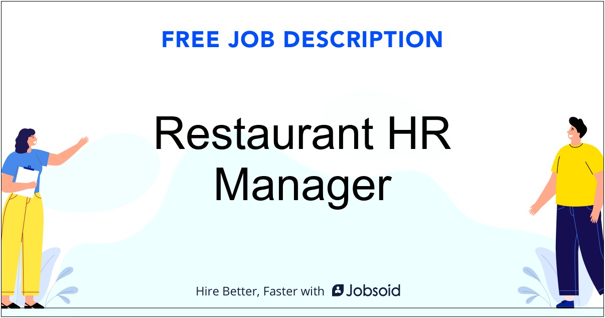 Restaurant Assistant Manager Job Description For Resume