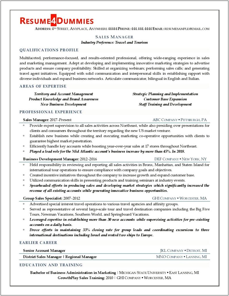 Results Oriented Examples For Resumes