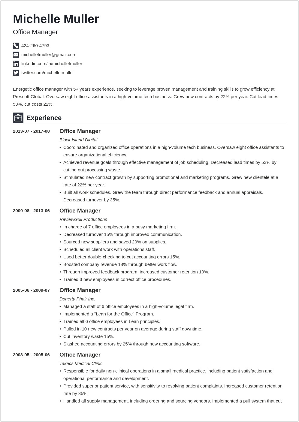 Resume 2 Jobs Same Company