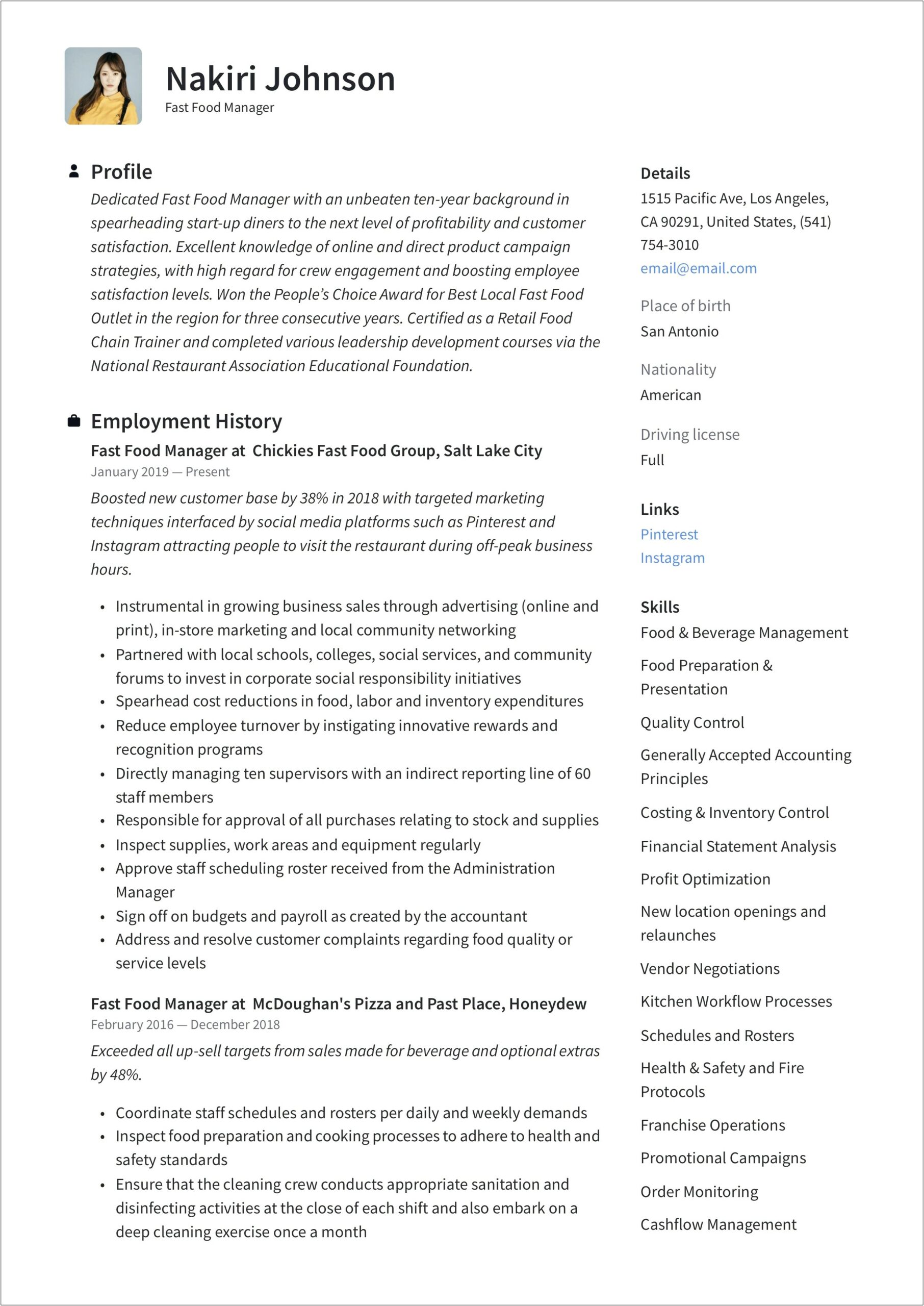 Resume Accomplishment Statements For Managers
