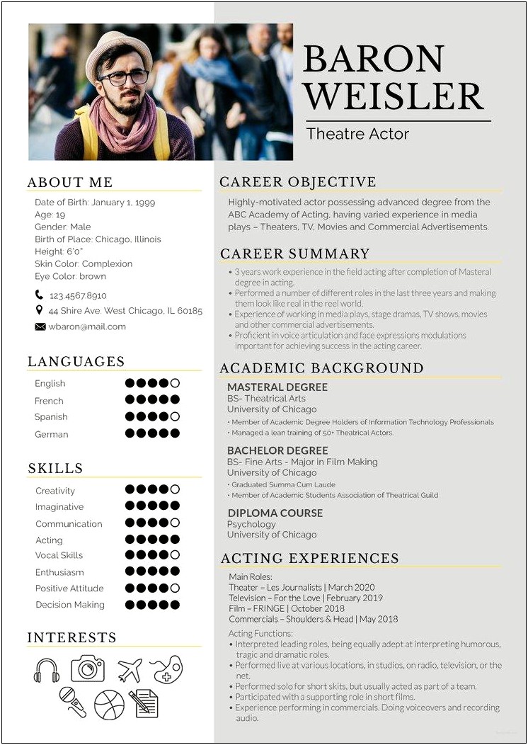 Resume Actors Template Free Download
