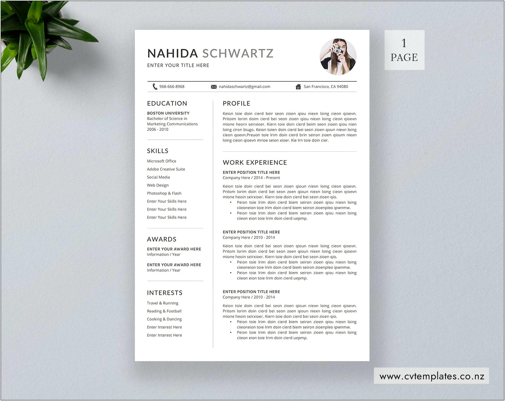 Resume And Cover Docx Template Minimal Modern