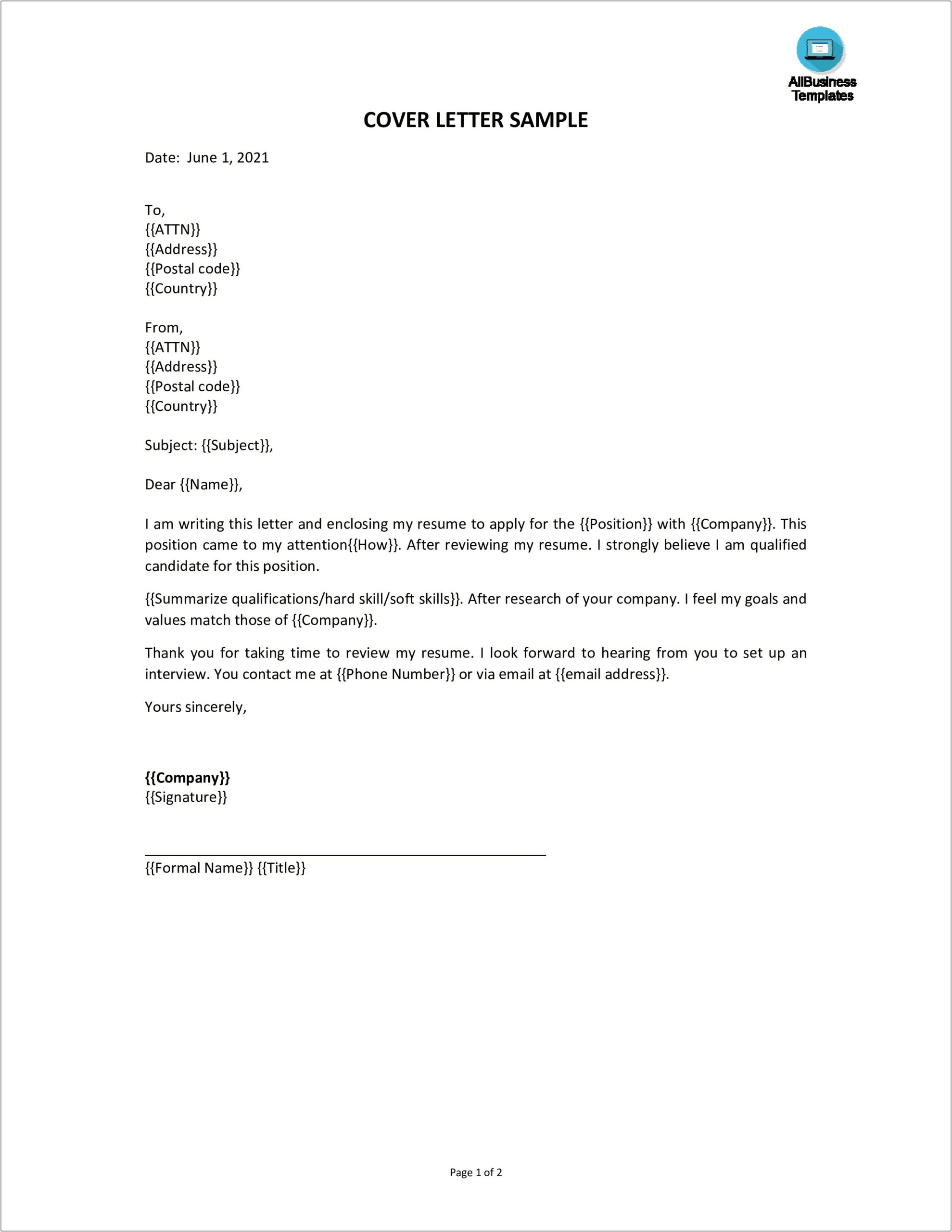 Resume And Cover Letter Format Pdf