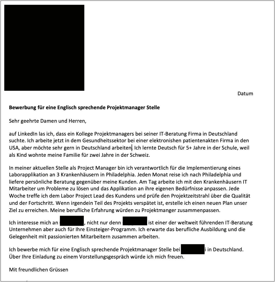 Resume And Cover Letter In Germany