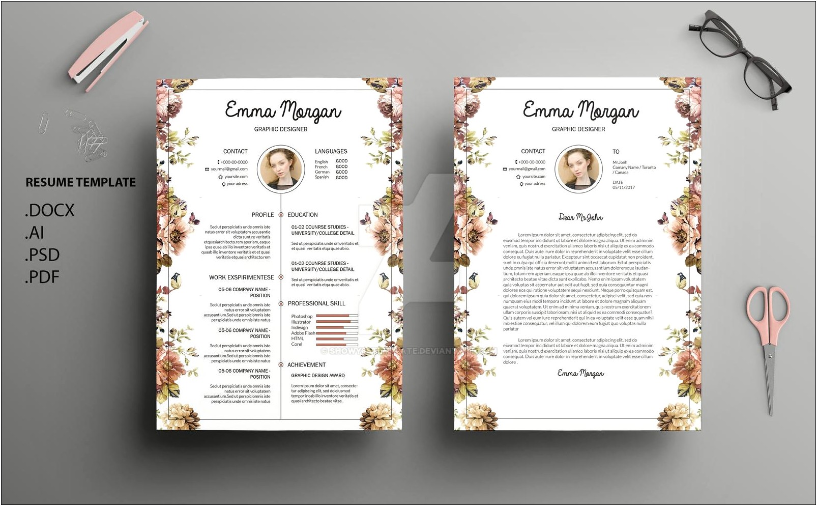Resume And Cover Letter Layout Side By Side