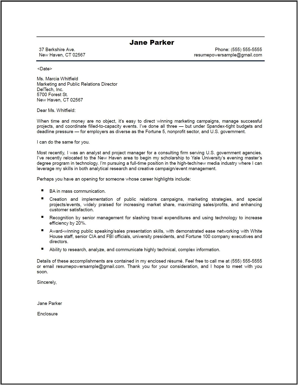 Resume And Cover Letter Template Marketing