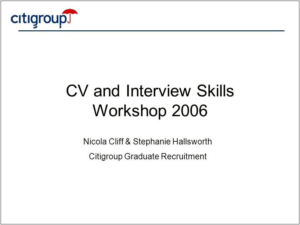 Resume And Interview Skills Workshop November 10