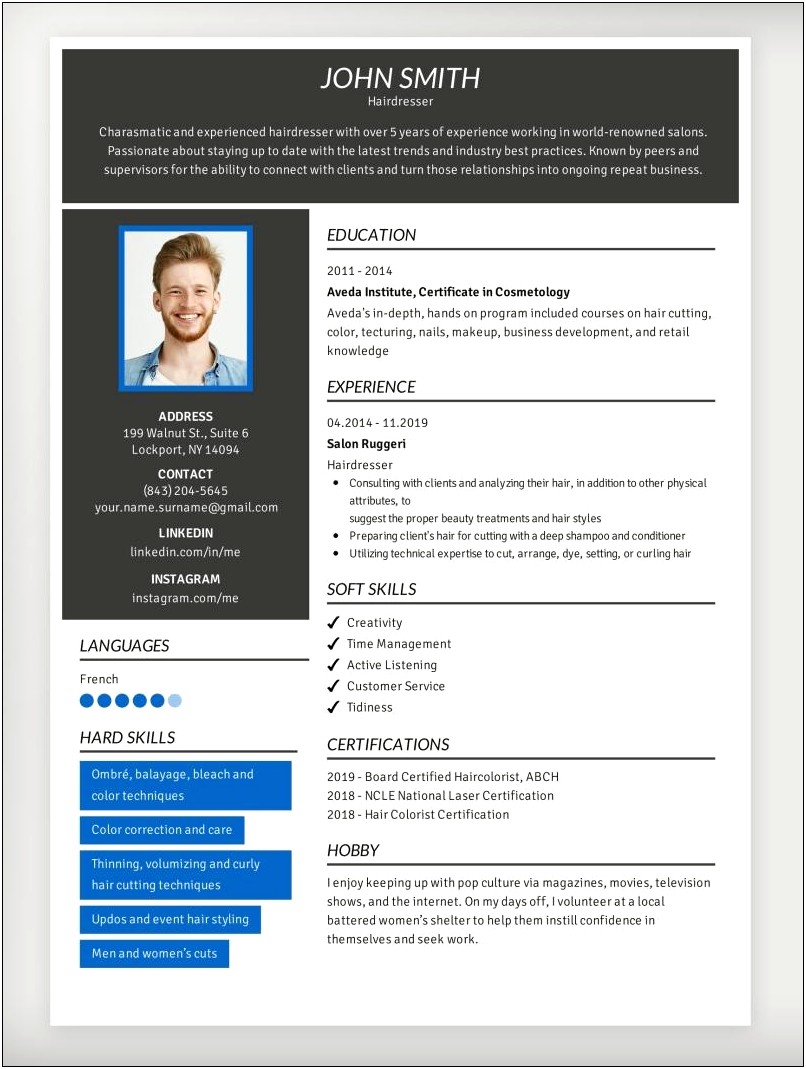 Resume Area Of Interest Examples